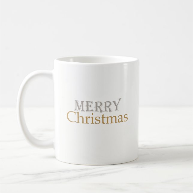 Taza De Café Clásico Silver Feliz Navidad Café Mug (Izquierda)