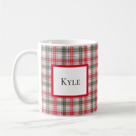 Taza De Café Clásico Tartán de Invierno Personalizado con Nombr