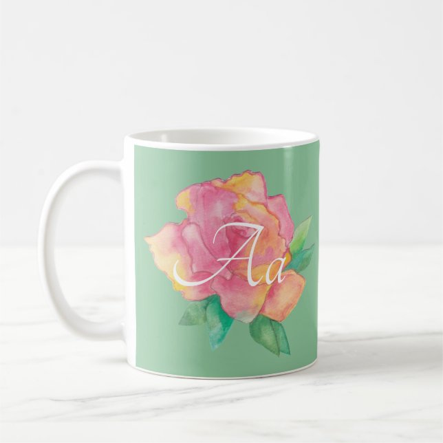 Taza De Café Clásico tazón de café blanco "Flor rosa" (Izquierda)