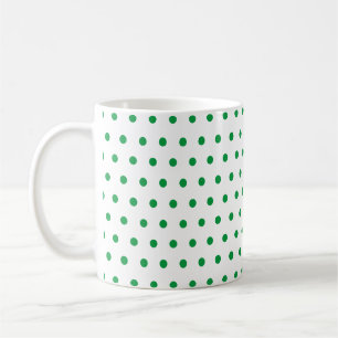 Taza De Café Clásico Verde Simple de Lunares sobre Blanco