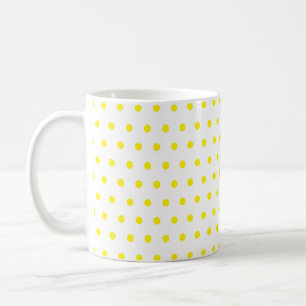 Taza De Café Clásicos puntos de polka amarillo brillante en bla