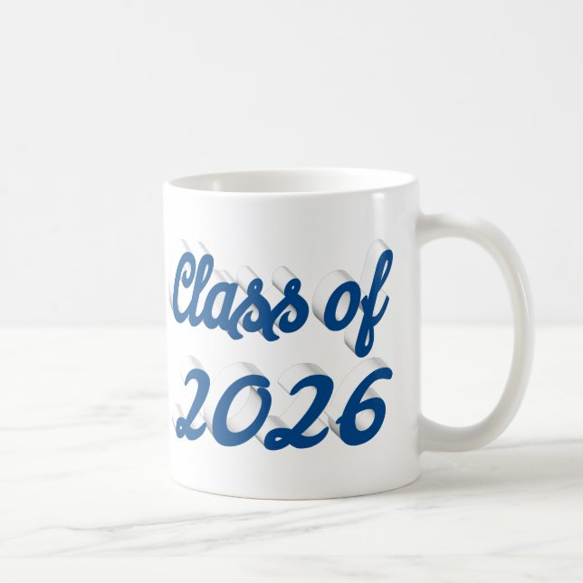 Taza De Café Class of 2026 blue script graduation  (Derecha)