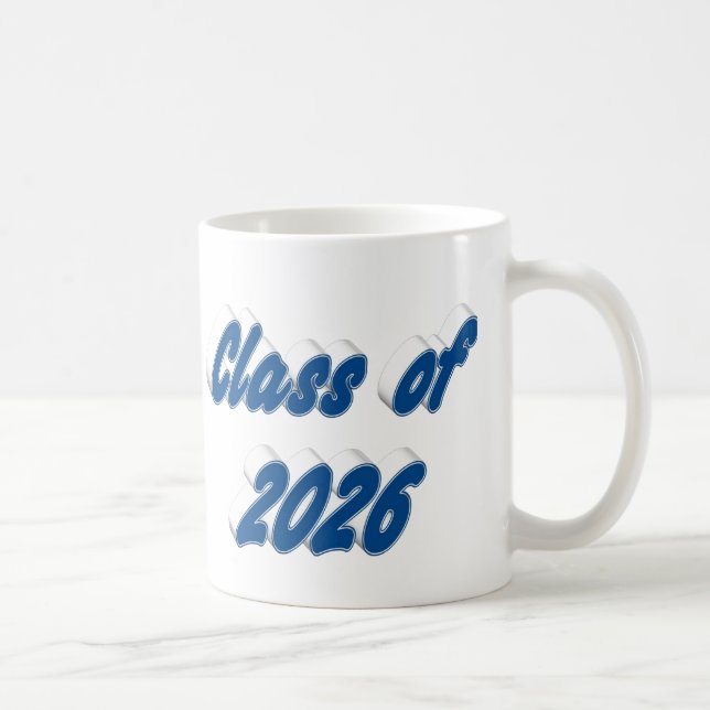 Taza De Café Class of 2026 blue typography graduation (Derecha)
