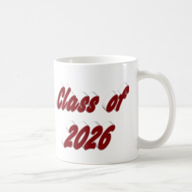 Taza De Café Class of 2026 burgundy typography graduation (Derecha)
