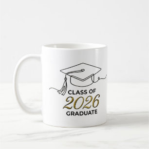 Taza De Café Class of 2026 Graduation Mug with Gold Mortarboard