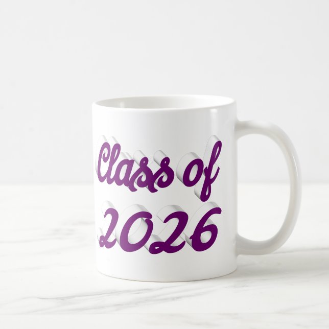 Taza De Café Class of 2026 purple script graduation  (Derecha)