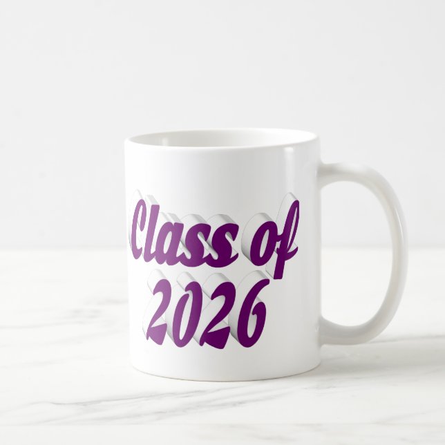 Taza De Café Class of 2026 purple text graduation (Derecha)