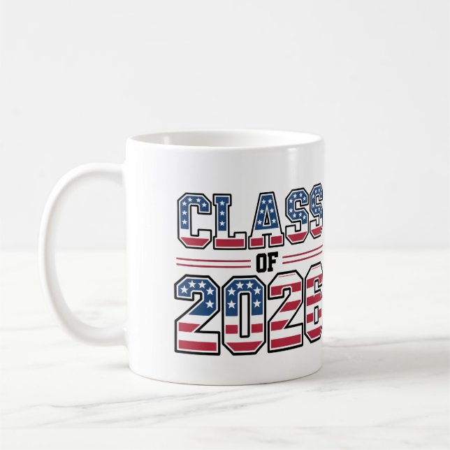 Taza De Café Class of 2026 USA Flag Graduation (Izquierda)