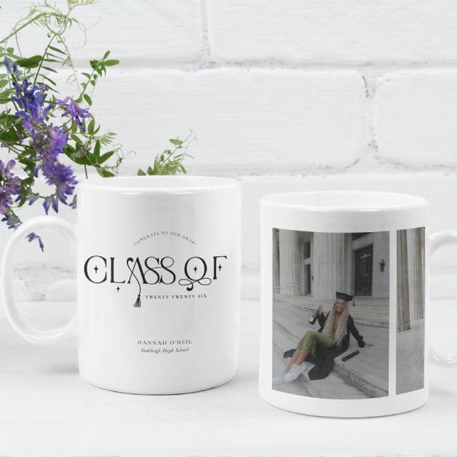 Taza De Café Class Of | Graduation Two Photo Coffee Mug (Subido por el creador)