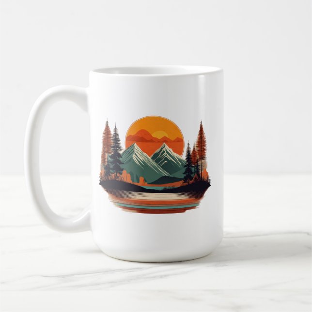 Taza De Café Classic 15 oz Mug - Serene Mountain Majesty (Izquierda)