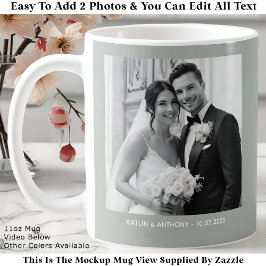 Taza De Café Classic Black & White Photos Sage Green Gray