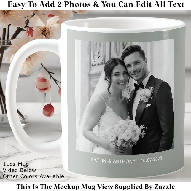 Taza De Café Classic Black & White Photos Sage Green Gray (Subido por el creador)