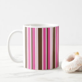 Taza De Café Classic Brown & Pink Stripe Coffee Mugs 