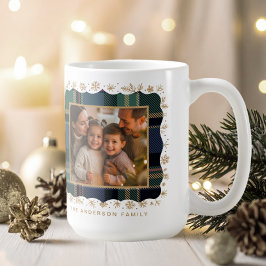 Taza De Café Classic Christmas Blu Plaid Photo Template ID1141B