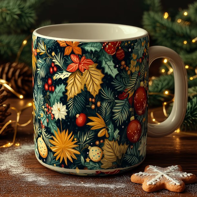 Taza De Café Classic Christmas foliage with red ornaments (Subido por el creador)