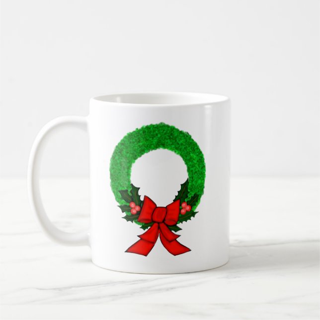 Taza De Café Classic Christmas Wreath with Red Bow (Izquierda)