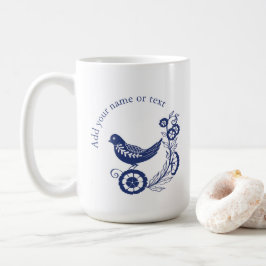 Taza De Café Classic Dutch Blue Delft Tile Bird Design