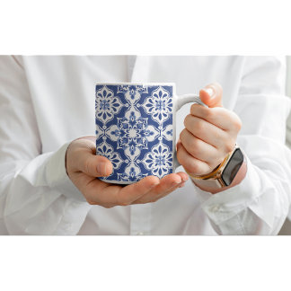 Taza De Café Classic Floral Ceramic Mediterranean Tile Mugs