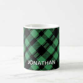 Taza De Café Classic Holiday Green Checkered Pattern Custom