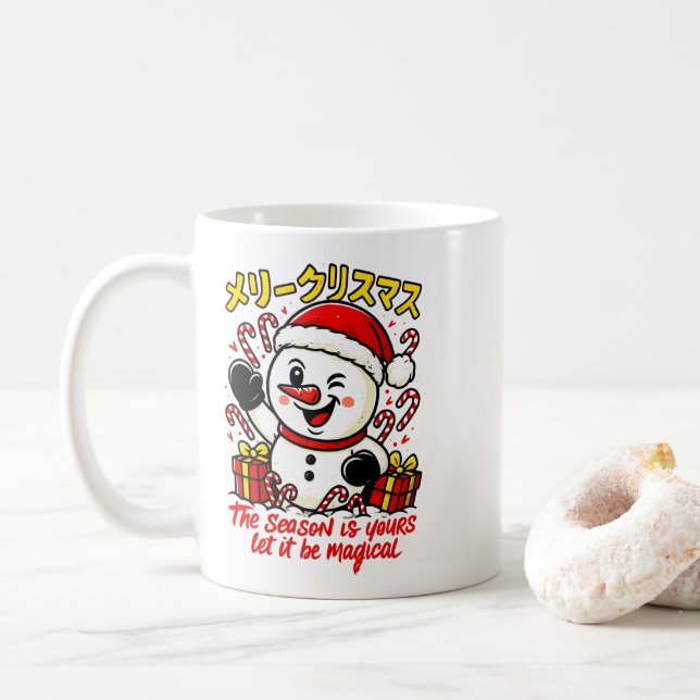 Taza De Café Classic Merry Christmas Snowman Mug Elegant Festiv (Con donut)
