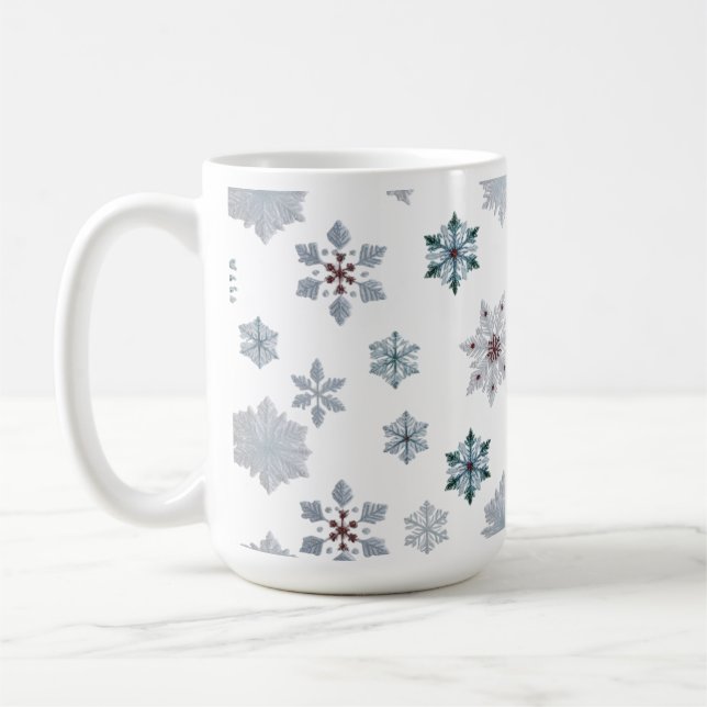 Taza De Café Classic Snowflake Silhouettes Pattern Christmas  (Izquierda)