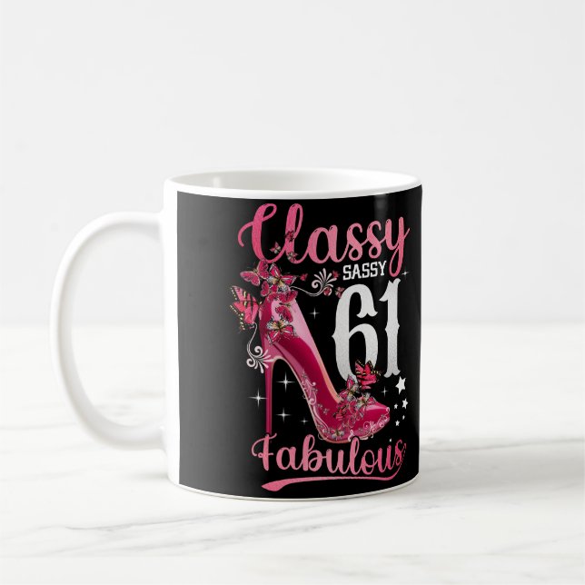 Taza De Café Classy Sassy 61 And Faburlous 61st Birthday Floral (Izquierda)