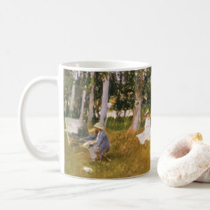 Taza De Café Claude Monet pintando, en el lindero de un bosque