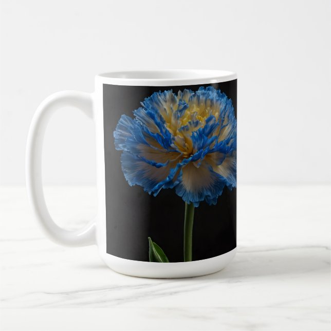 Taza De Café Clavel Azul Y Amarillo,  (Izquierda)