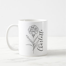 Taza De Café Clavel Personalizado de Enero Flor de Cumpleaños