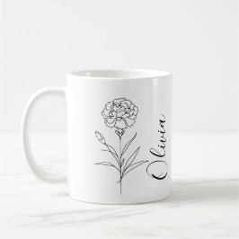 Taza De Café Clavel Personalizado de Enero Flor de Cumpleaños
