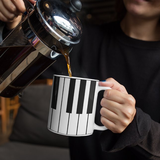 Taza De Café Claves de piano con temática musical (coffee and piano)