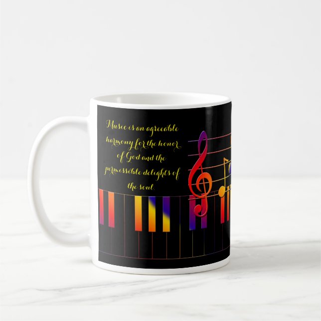 Taza De Café Claves de piano, notas musicales y citas de barca (Izquierda)