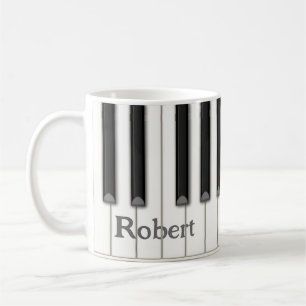 Taza De Café Claves de piano personalizables en música de 4 col