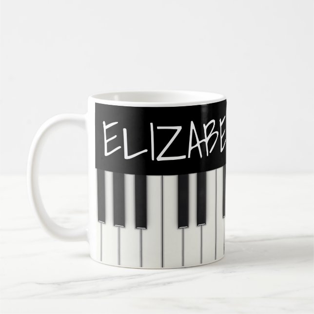 Taza De Café Claves de piano personalizado (Izquierda)