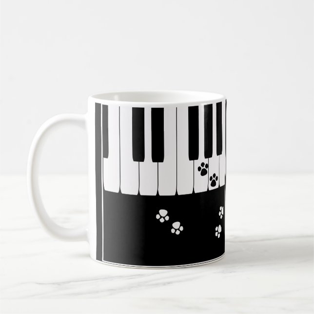 Taza De Café Claves de piano y patas para pies de gato (Izquierda)