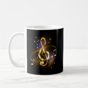 Taza De Café Clef de sol de música dorada