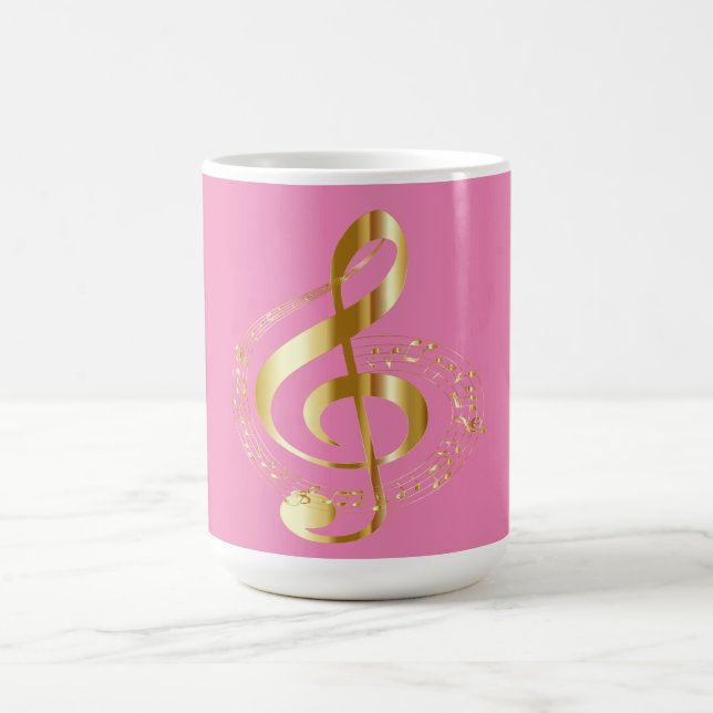 Taza De Café Clef Golden G en Pink Mug (Centro)