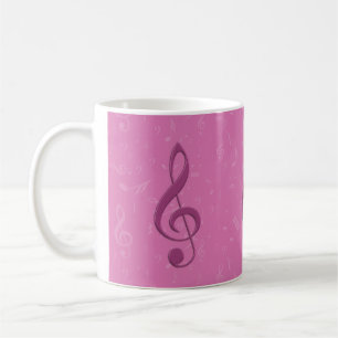 Taza De Café Clef y notas musicales de Girly Pink