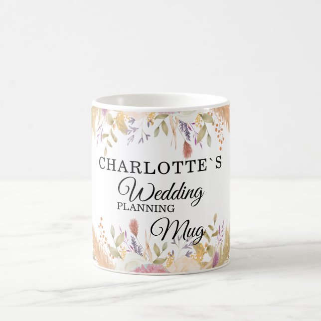 Taza De Café Cliente específico, floral "Boda-Planning-Mug" (Centro)