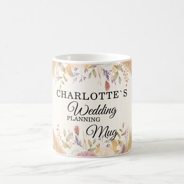 Taza De Café Cliente específico, floral "Boda-Planning-Mug" (Centro)