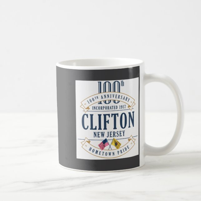 Taza De Café Clifton New Jersey 100th Anniv White  (Derecha)