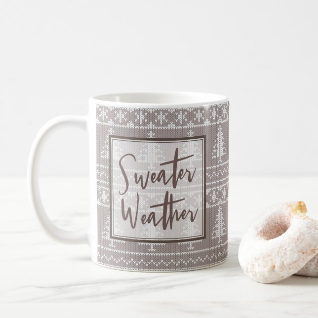 Taza De Café Clima de suero| Navidades de Knit Nórdicos Marrone (Con donut)