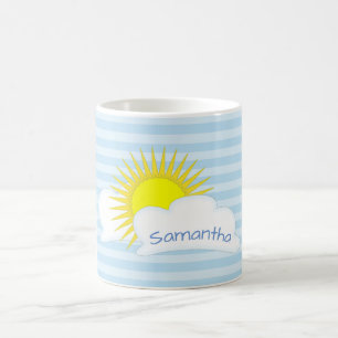 Taza De Café Clima personalizado de sol y nubes con rayas