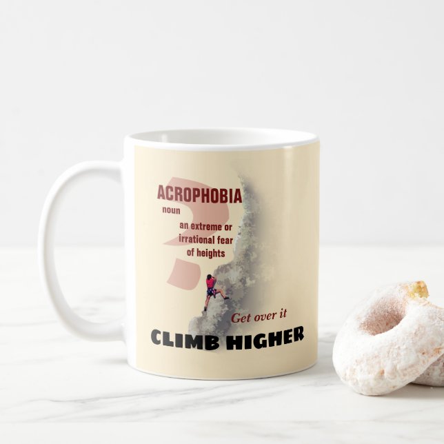 Taza De Café Climb Higher - Acrophobia? (Con donut)