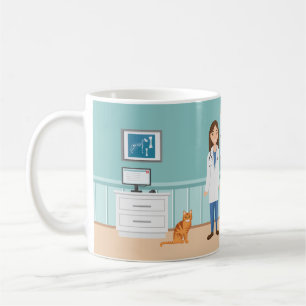 Taza De Café Clínica Veterinaria Doctora Veterinaria Mujer Nomb