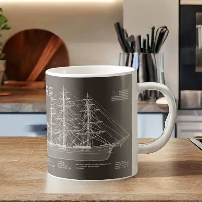 Taza De Café Clipper Ship Flying Cloud - Blueprint PD (Clipper Ship Flying Cloud - Blueprint PD. Coffee Mug)