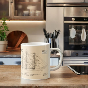 Taza De Café Clipper Ship Flying Cloud - Ship Blueprint SD