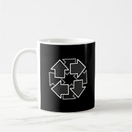 Taza De Café Clockwise Arrows Minimal Geometric Black Variant 2