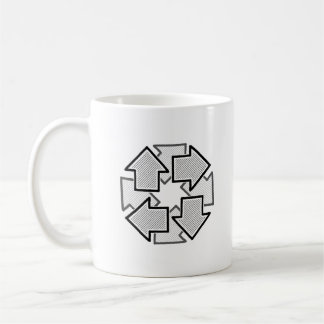 Taza De Café Clockwise Arrows Minimal Geometric White Variant 1