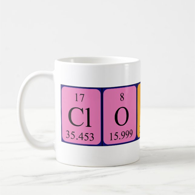 Taza De Café Clodagh periódica nombre de tabla mug (Izquierda)